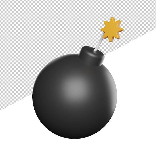 PSD bomb side view 3d rendering illustration transparent background