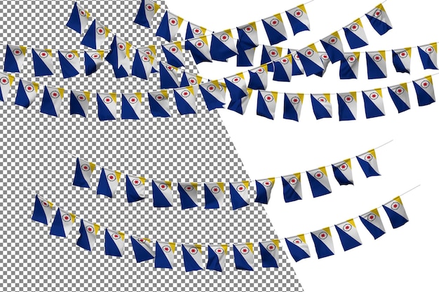 PSD bonaire flag bunting rope decoration set small flag celebration 3d rendering