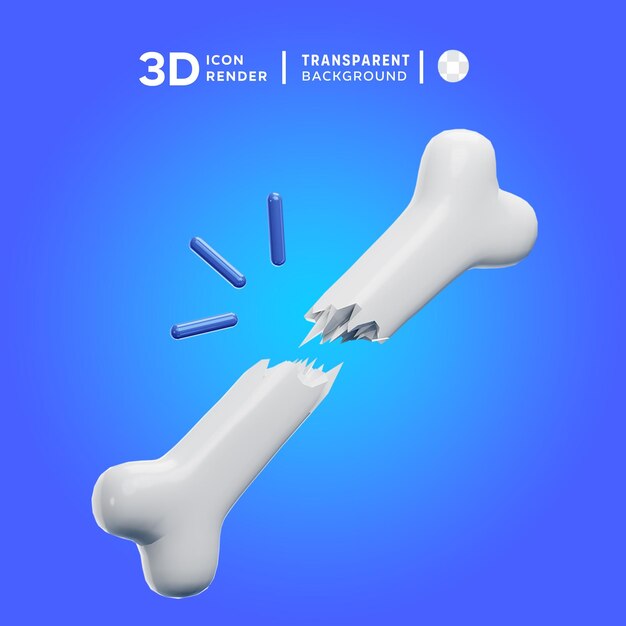 PSD bone fracture 3d illustration rendering