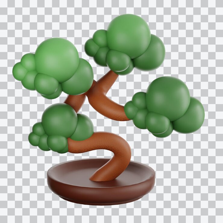 PSD bonsai plant 3d illustration