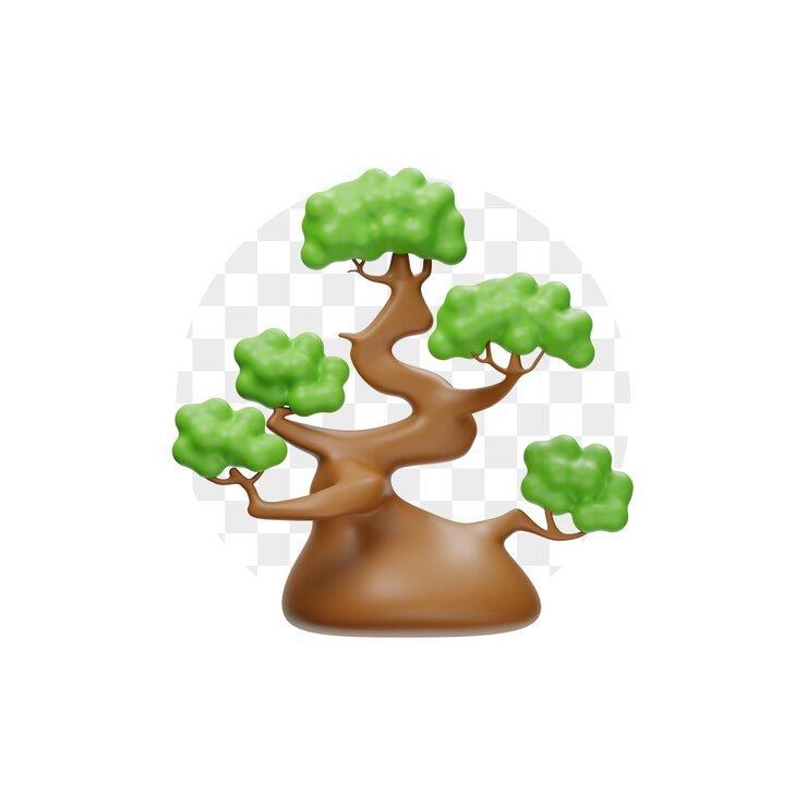 PSD bonsai tree 3d icon premium psd