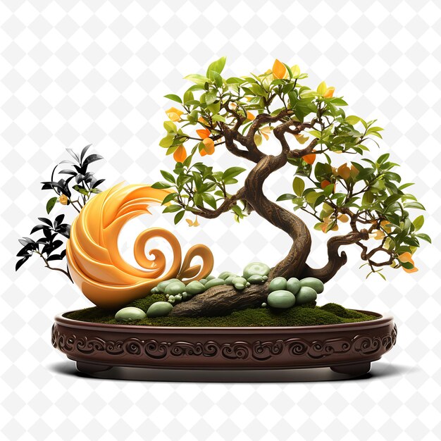 PSD a bonsai tree with a pot with a tree on it