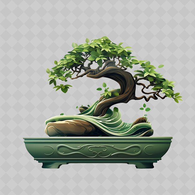 PSD a bonsai tree with a pot with a tree on it