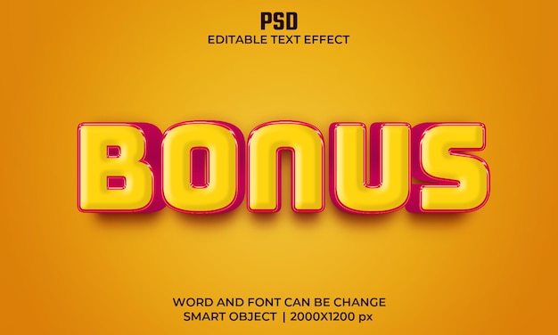 PSD bonus 3d editable text effect premium psd with background