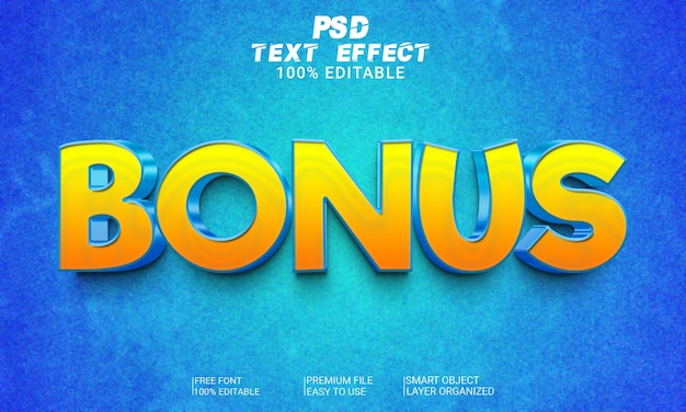 Bonus 3d text effect psd file