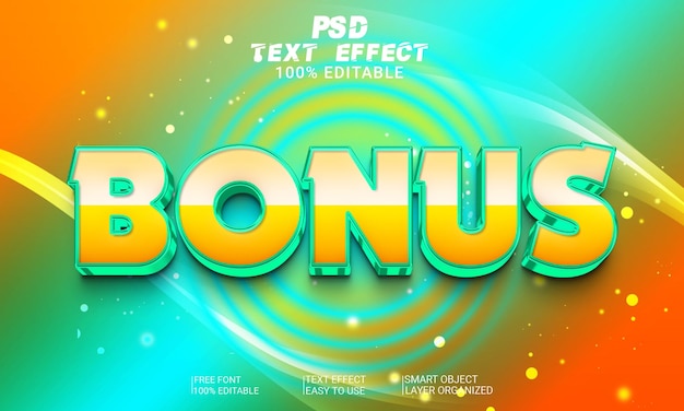 Bonus 3d text effect psd file