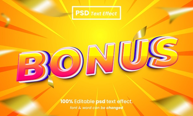 Bonus glanzend 3D-bewerkbaar psd-bonusteksteffect