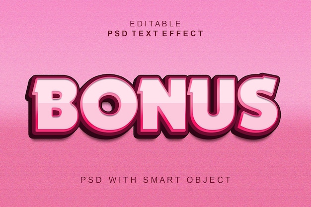 Bonus Pink 3d text effect