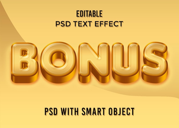 PSD bonus text effect 3d gold