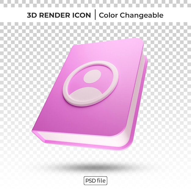 Book 3d render color changeable icon