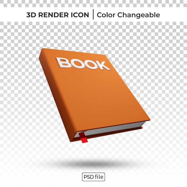 Book 3d render color changeable icon