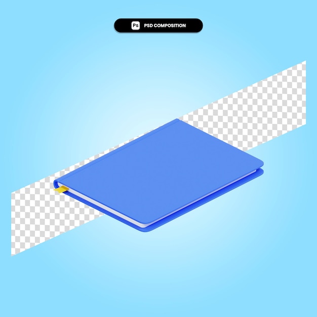 PSD book 3d render illustration isolated