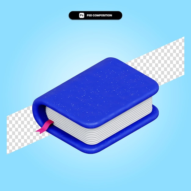 Book 3d render illustration isolated