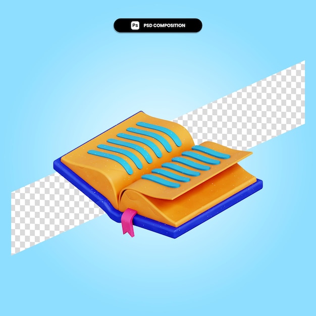 Book 3d render illustration isolated