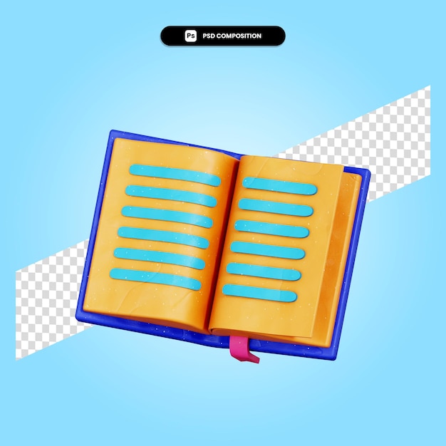 Book 3d render illustration isolated