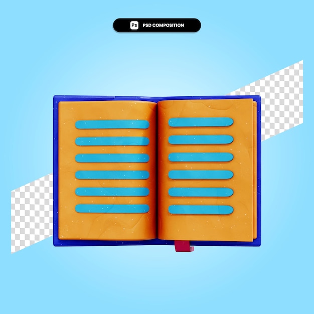 Book 3d render illustration isolated