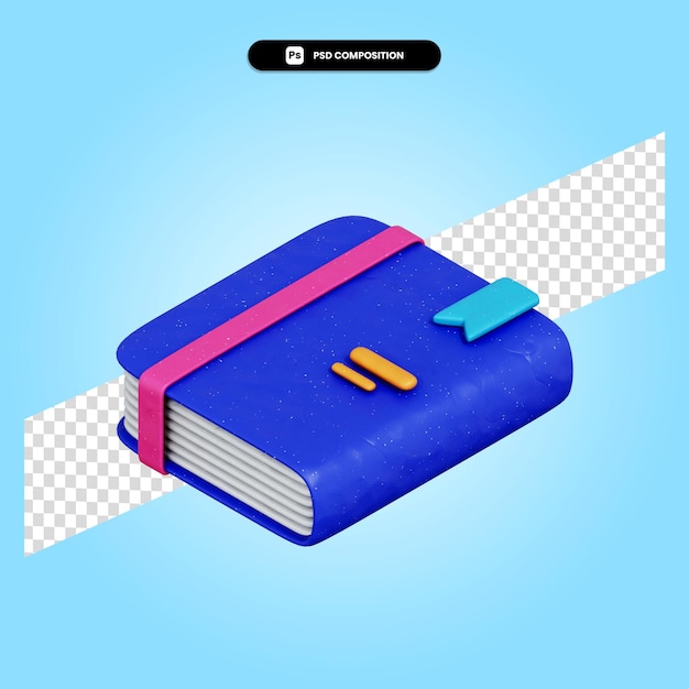 Book 3d render illustration isolated