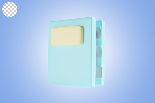 PSD book back to school icon 3d render with blue theme