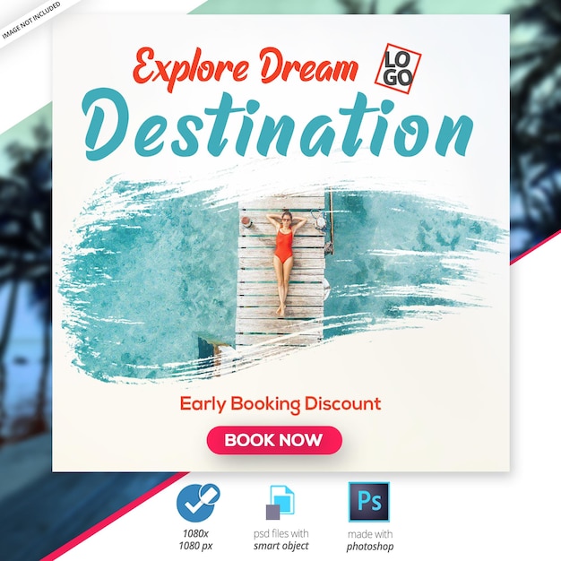 PSD a book called travel destination is open to a website called travel destination