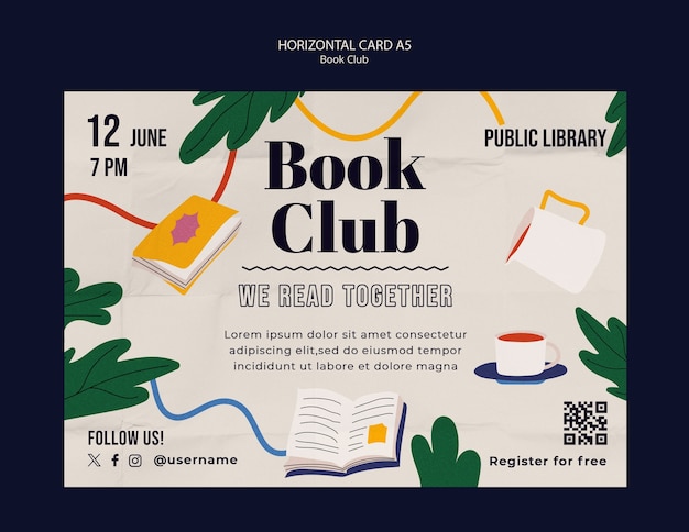 Дизайн шаблона книжного клуба