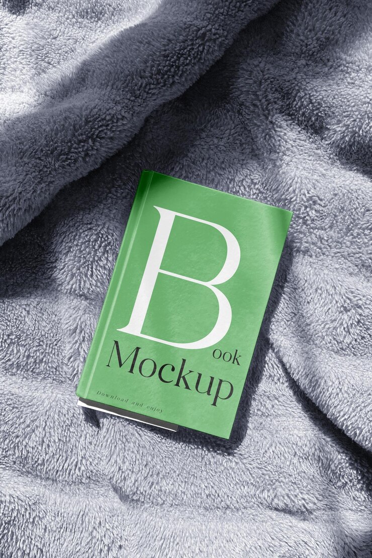 PSD book cover on blanket mockup