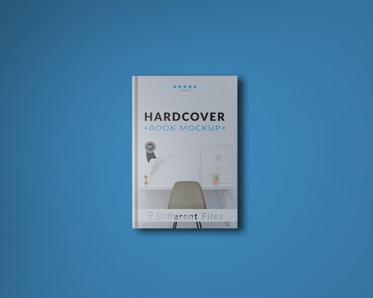 Обложка книги на синем фоне макета
