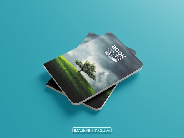 PSD book cover on blue background mockup