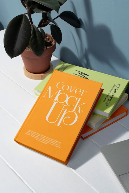 PSD book cover indoors mockup