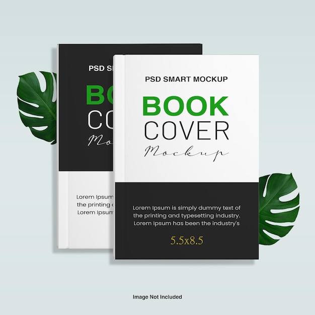 PSD book cover mockup design with a perspective view