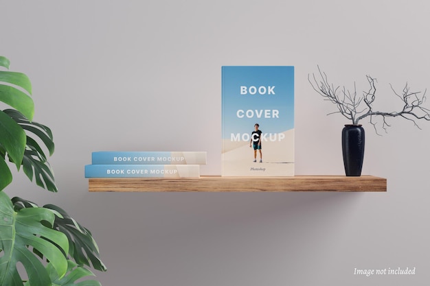 Book cover mockup on a floating shelf