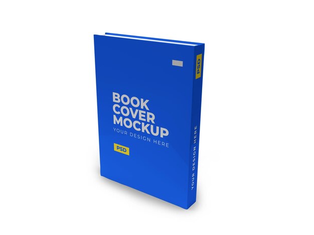 PSD book cover mockup on isolated white background