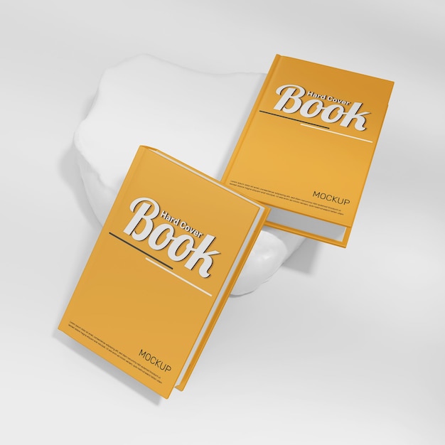 PSD book cover mockup on the rock