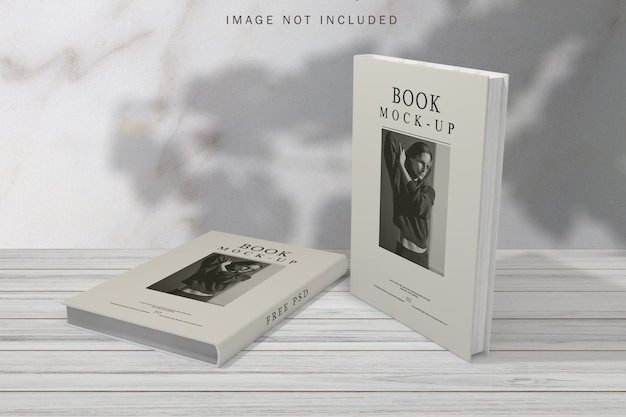 Book cover mockup with shadow overlay background