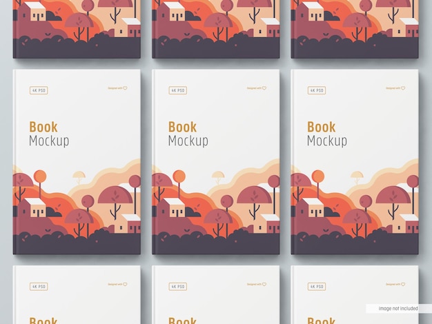 PSD mockup di copertine di libri vista dall'alto