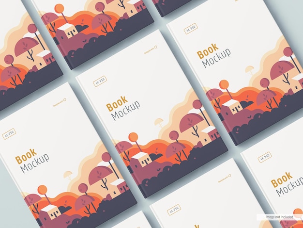 Mockup di copertine di libri vista dall'alto