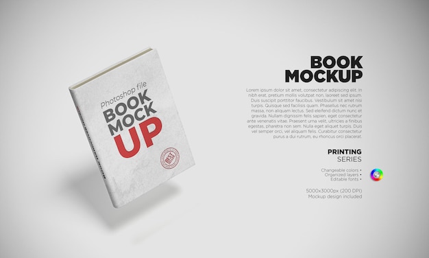 Book hardcover template in 3d scene