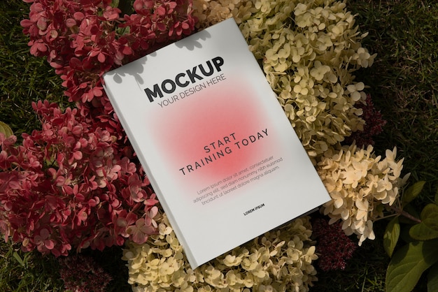 Book or magazine with gradient color effect and vegetation