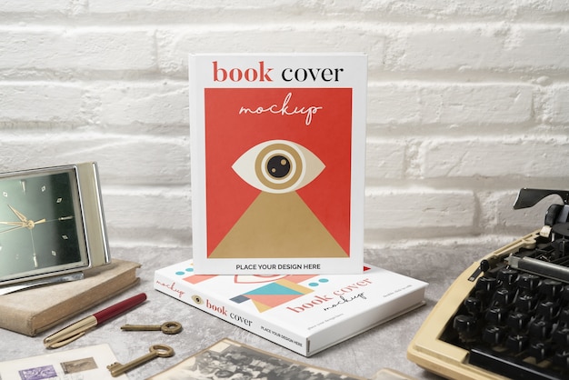 PSD book or magazine with retro background cover