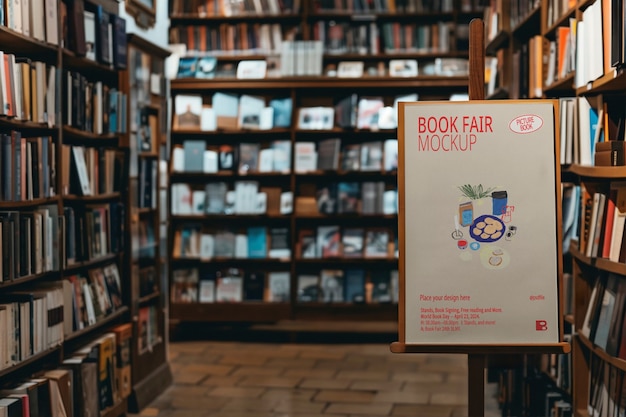 PSD book market sign mockup design