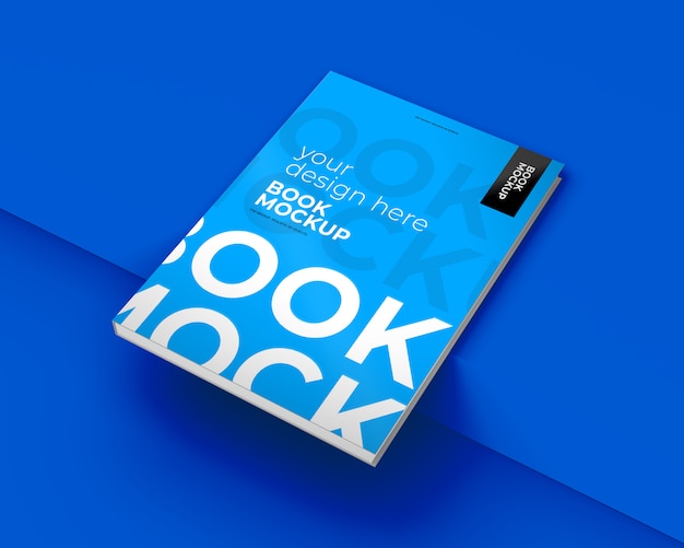 PSD book mockup over blue