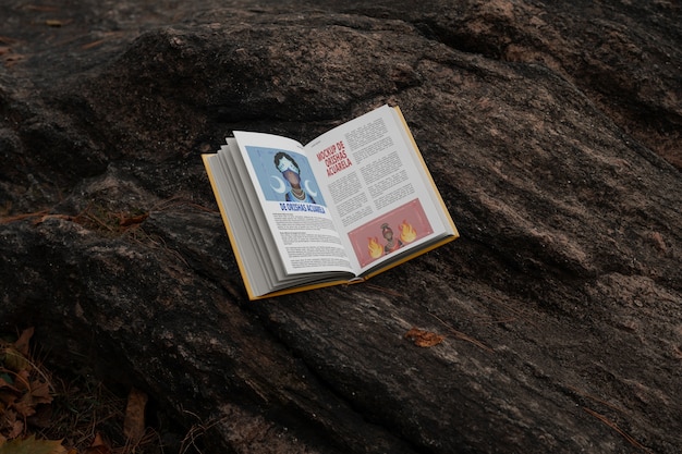 PSD book mockup in nature