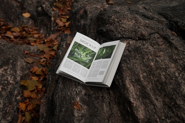 Book mockup in nature