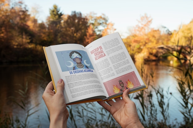 PSD book mockup in nature