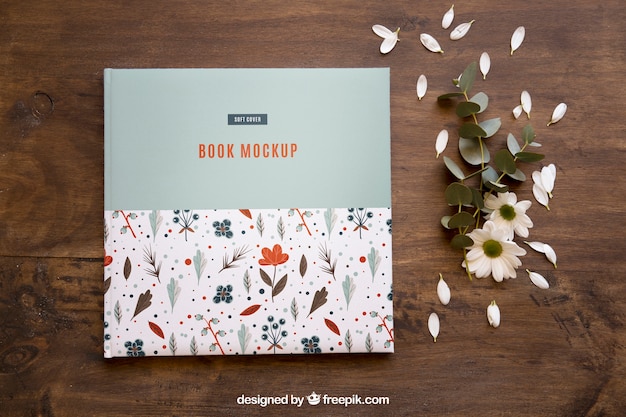 PSD book mockup and petals