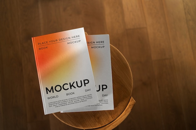 PSD book mockup with lights and shadows