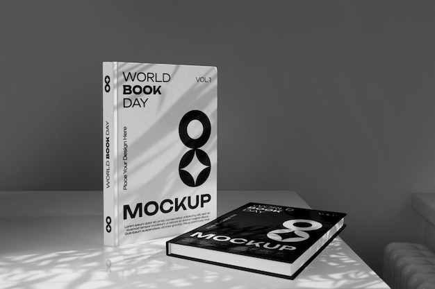 PSD book mockup with lights and shadows