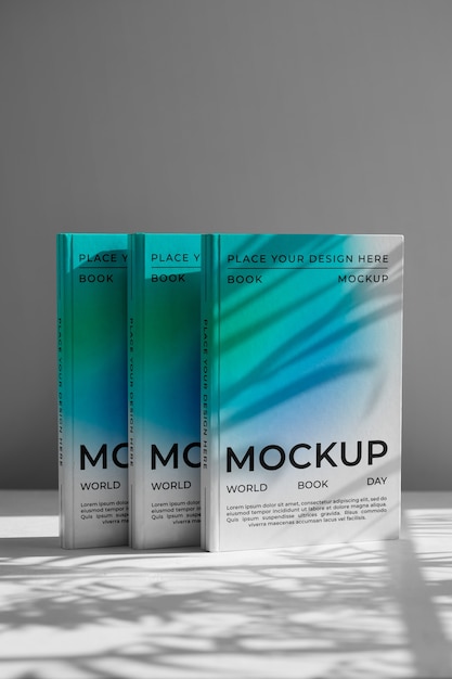 PSD book mockup with lights and shadows