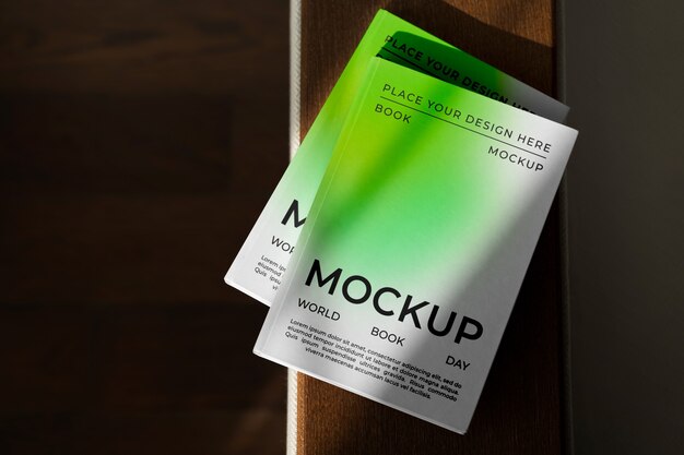PSD book mockup with lights and shadows
