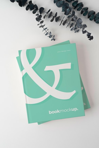 PSD book mockup with minimal still life