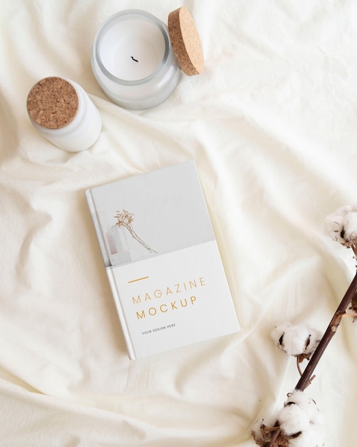 Book mockup with minimal still life